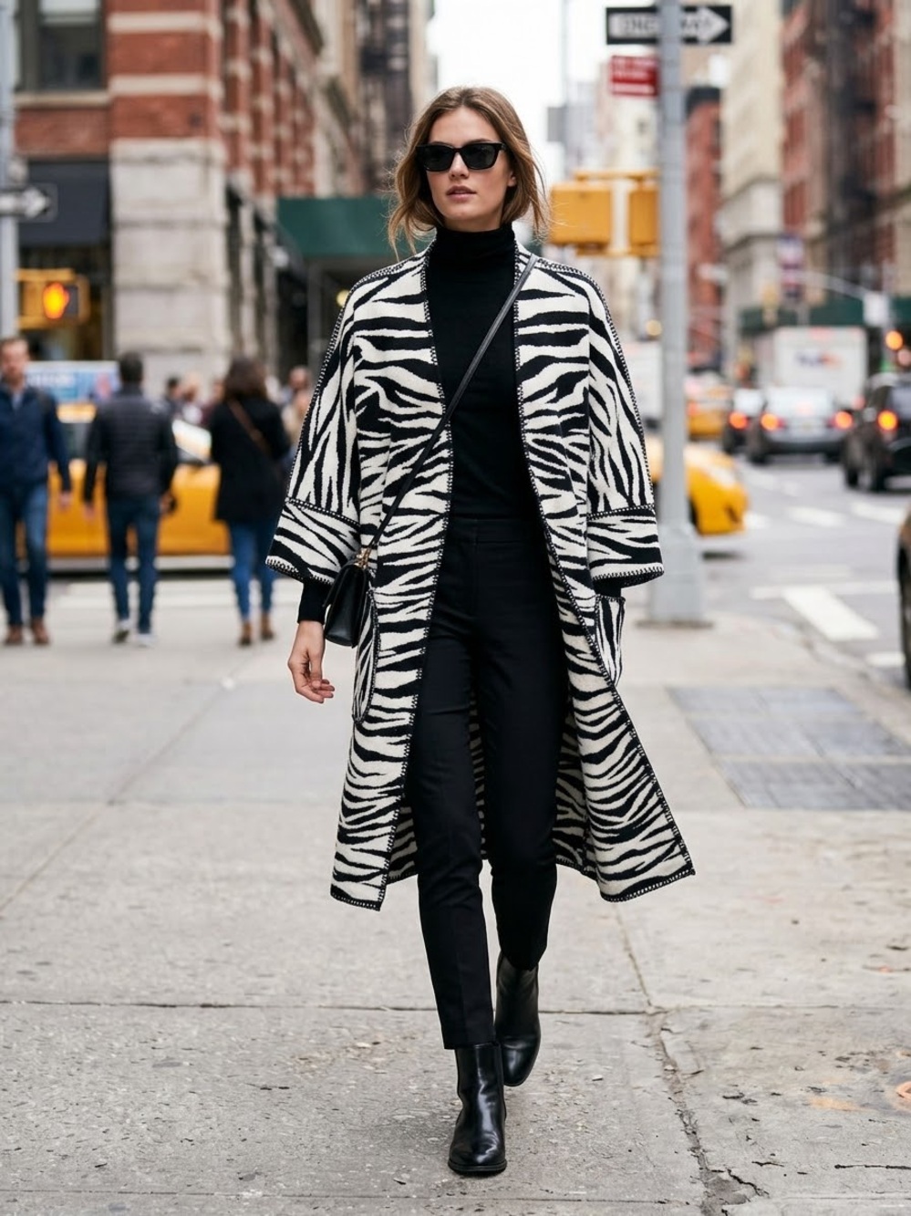 Black & White Zebra Print Long Coatigan Size L/XL